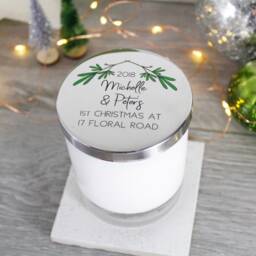 New Home Christmas Candle With Lid - First in Gift Scented House Warming Xmas For Couples - thumbnail 2