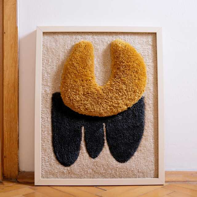 Framed Amulet Fiber Art, Tufted Textile Wall Decor, Contemporary Tapestry - image 1