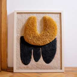 Framed Amulet Fiber Art, Tufted Textile Wall Decor, Contemporary Tapestry - thumbnail 1