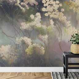 Wildflower Floral Wallpaper Mural, Painted Art Print, Peel & Stick - thumbnail 3