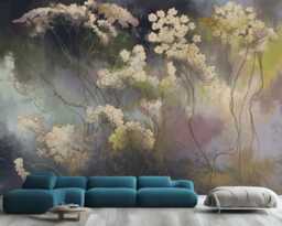 Wildflower Floral Wallpaper Mural, Painted Art Print, Peel & Stick - thumbnail 1