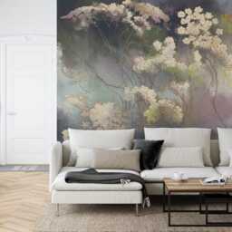 Wildflower Floral Wallpaper Mural, Painted Art Print, Peel & Stick - thumbnail 2