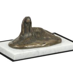 Afghan Hound - Lying, Dog White Marble Base Statue, Limited Edition, Artdog. Made Of Cold Cast Bronze. Perfect Gift. Limited Edition - thumbnail 3