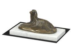 Afghan Hound - Lying, Dog White Marble Base Statue, Limited Edition, Artdog. Made Of Cold Cast Bronze. Perfect Gift. Limited Edition