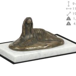 Afghan Hound - Lying, Dog White Marble Base Statue, Limited Edition, Artdog. Made Of Cold Cast Bronze. Perfect Gift. Limited Edition - thumbnail 4