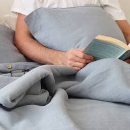 Softened Linen Pillowcase, Gray Blue, Handmade in Lithuania - thumbnail 3