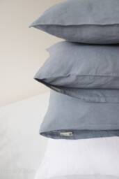Softened Linen Pillowcase, Gray Blue, Handmade in Lithuania - thumbnail 1