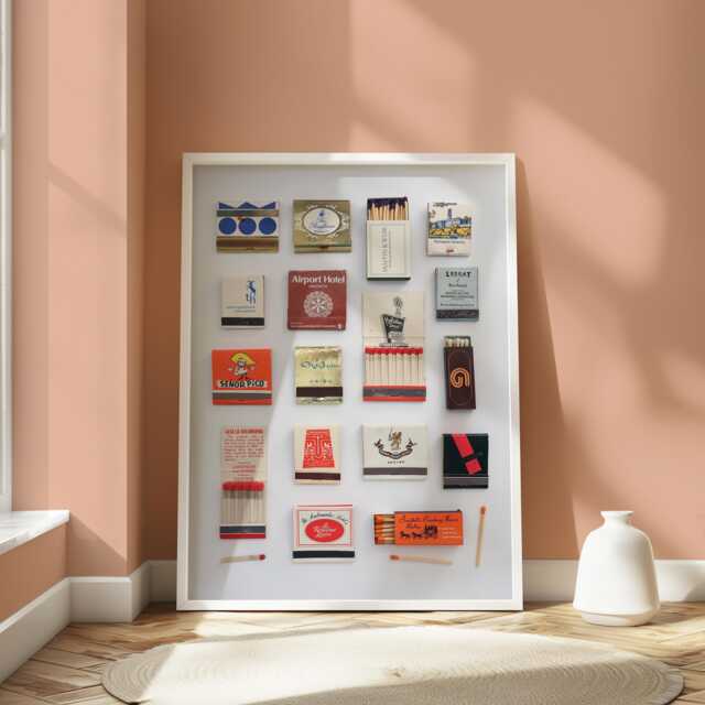 Vintage Matchbooks Collage Art Print, Trendy Mid Century Modern Wall Decor - image 1