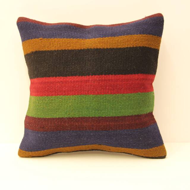 16x16 Kilim Pillow Square Turkish Mudcloth Moroccan Boho Lumbar Cover 4Kf-65 - image 1