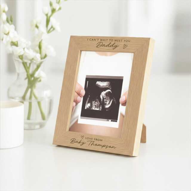 Dad To Be Photo Frame - Personalised Message From Bump, Daddy Pregnancy Gift - image 1