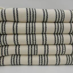 "Turkish Blanket, Turkish Bedspread, Black Striped Blanket, Bed Rug, Sofa Cover, Turkish Towel, Blanket, 71""x91" - thumbnail 3