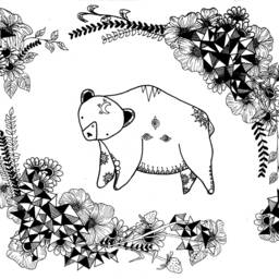 "Floral Bear Art Print - Celestial Nursery Wall Black & White ""Keeper" - thumbnail 2