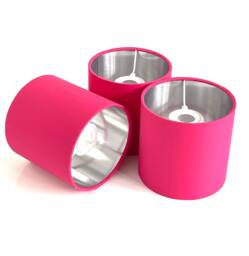New High Quality Luxury Cerise Bright Pink Cotton Fabric Lamp Shade Pendant Light Drum Shape With Metallic Linings