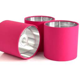 New High Quality Luxury Cerise Bright Pink Cotton Fabric Lamp Shade Pendant Light Drum Shape With Metallic Linings - thumbnail 2