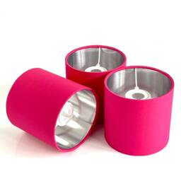 New High Quality Luxury Cerise Bright Pink Cotton Fabric Lamp Shade Pendant Light Drum Shape With Metallic Linings - thumbnail 3