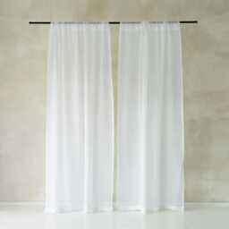 Rod Pocket Linen Curtain Panel, Sheer Window Curtains, Handmade Gauze Curtains - thumbnail 4