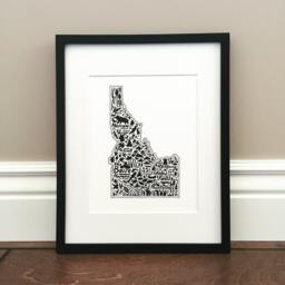 "Idaho Map Art Print Hand-Drawn Landmarks, Culture - 8.5"" X 11" - thumbnail 1