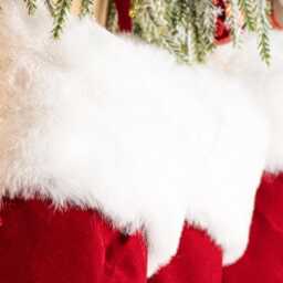 Personalized Red Velvet Christmas Stocking Custom Name, Plush Faux Fur Cuff - thumbnail 4