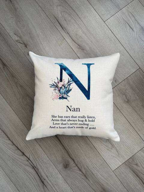 Personalised Name Alphabet Nan Cushion Nanny , Mamma, Mammar, Gran Grandma Home Decor Christmas Gift Birthday - image 1