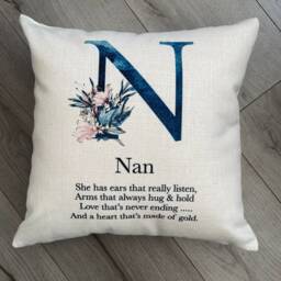 Personalised Name Alphabet Nan Cushion Nanny , Mamma, Mammar, Gran Grandma Home Decor Christmas Gift Birthday - thumbnail 2
