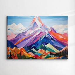 Diamond Mountains Oil Painting Style Wall Art Framed Calming Canvas Poster Print Home Office Room Decor Gifts - thumbnail 3