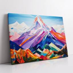 Diamond Mountains Oil Painting Style Wall Art Framed Calming Canvas Poster Print Home Office Room Decor Gifts - thumbnail 2