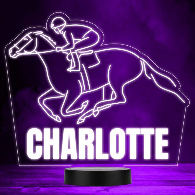 Jockey On Racing Horse Races Sports Fan Personalised Colour Changing Night Light - image 1