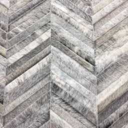 Gray Herringbone Cowhide Rug Handmade Patchwork Leather - thumbnail 2