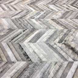 Gray Herringbone Cowhide Rug Handmade Patchwork Leather - thumbnail 3