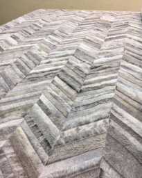 Gray Herringbone Cowhide Rug Handmade Patchwork Leather - thumbnail 1