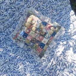 Scatter Cushion With Insert, William Morris Fabric Patchwork Pillow - thumbnail 4