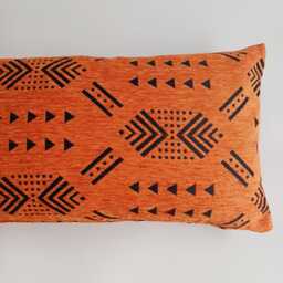 Moroccan Velvet Cushion Cover, Luxury Boho Chic, Handmade Brocade Burnt Orange Pillow, Decorative Lumbar Pillow Cover 60x30 cm - thumbnail 2