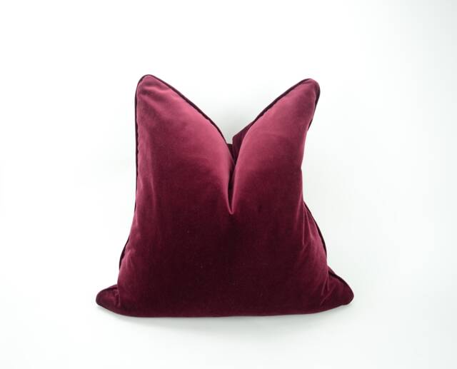 Burgundy Velvet Pillow Case Luxe Cotton Cushion With Zipper - image 1