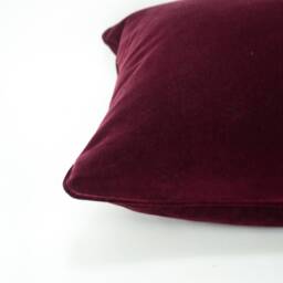 Burgundy Velvet Pillow Case Luxe Cotton Cushion With Zipper - thumbnail 3
