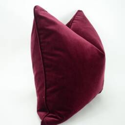 Burgundy Velvet Pillow Case Luxe Cotton Cushion With Zipper - thumbnail 2