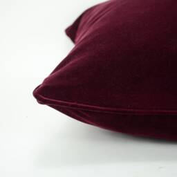 Burgundy Velvet Pillow Case Luxe Cotton Cushion With Zipper - thumbnail 4