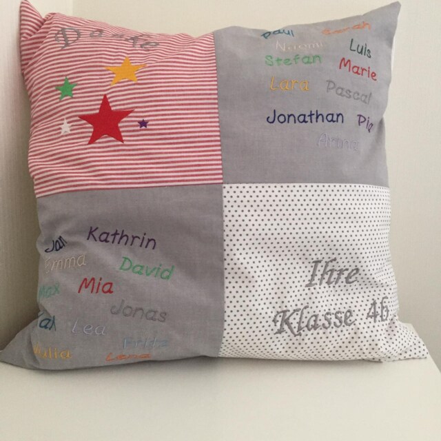 Personalized Farewell Pillow Memory 50 X cm Red Striped Grey Farewell Gift For Teacher, Educator Or Workk - image 1