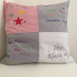 Personalized Farewell Pillow Memory 50 X cm Red Striped Grey Farewell Gift For Teacher, Educator Or Workk - thumbnail 1