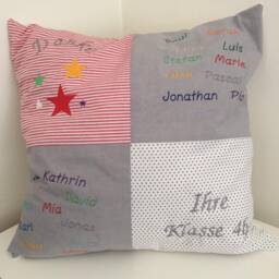 Personalized Farewell Pillow Memory 50 X cm Red Striped Grey Farewell Gift For Teacher, Educator Or Workk - thumbnail 2