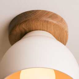 White Element Flush Mount Ceiling Light in Ceramic & Oak - thumbnail 3