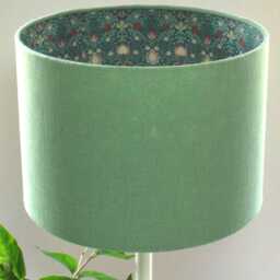 Handmade Green Linen Lampshade William Morris Print Lined Home Decor - thumbnail 1