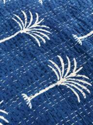 Handmade Palm Tree Kantha Quilt, Indian Bedspread, Queen Bedcover - thumbnail 1