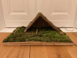Wooden Nativity Scene With Lights & Campfire For A Unique Christmas Celebration - thumbnail 1