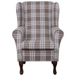 Handmade Tartan Wingback Chair Kintyre Chestnut Plaid Fireside Accent - thumbnail 2