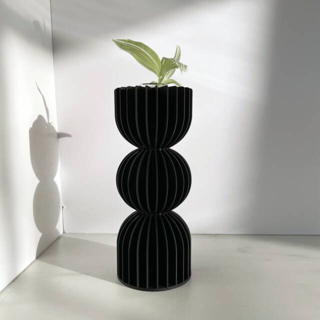 Black Japandi Minimalist Flower Vase/Modern Bauhaus Bud Vase 3D Printed - image 1