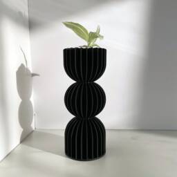 Black Japandi Minimalist Flower Vase/Modern Bauhaus Bud Vase 3D Printed - thumbnail 1