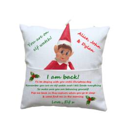 Personalized Elf Pocket Cushion Cover Christmas Book Pillow - 40x40 cm - thumbnail 3