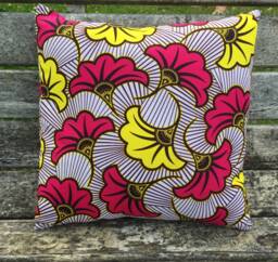 Square Cushion Cover in The Wax Print Of Pink Wedding Flowers - thumbnail 1