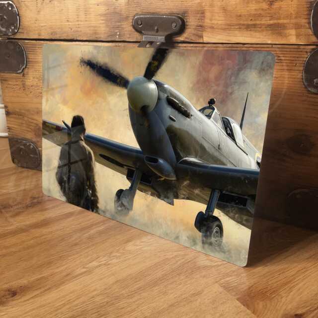 Man Cave Sign Metal Spitfire Wall Art, Shed, Garage Raf Retro Plaque, High Gloss Finish Waterproof Aluminium, 200 X 305mm - image 1