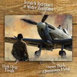 Man Cave Sign Metal Spitfire Wall Art, Shed, Garage Raf Retro Plaque, High Gloss Finish Waterproof Aluminium, 200 X 305mm - thumbnail 2